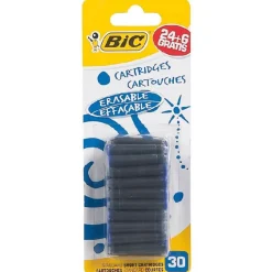 30 CARTOUCHES ENCRE BLEUE BIC EFFACABLES