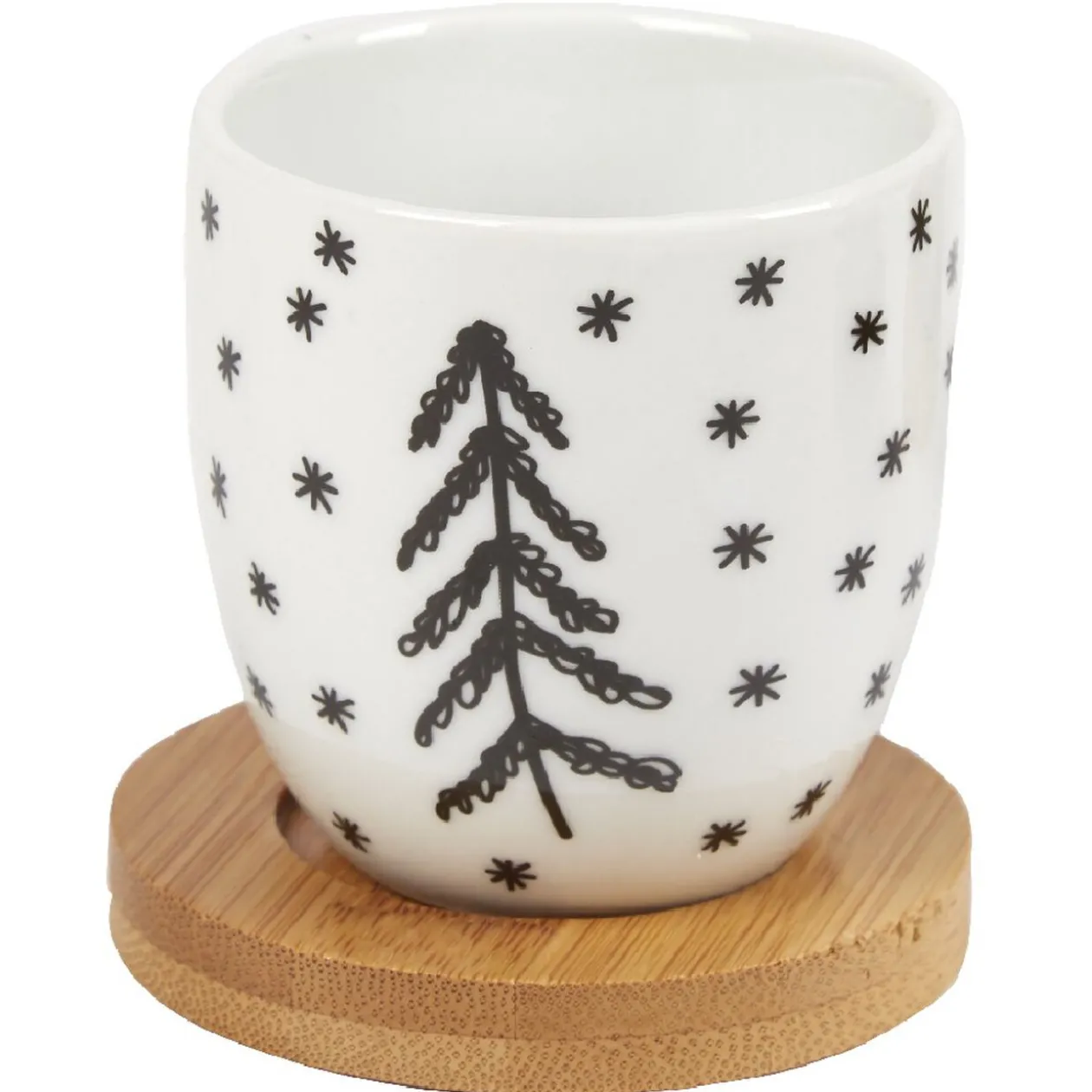 4 gobelets avec sous tasses en bois noir blanc doré