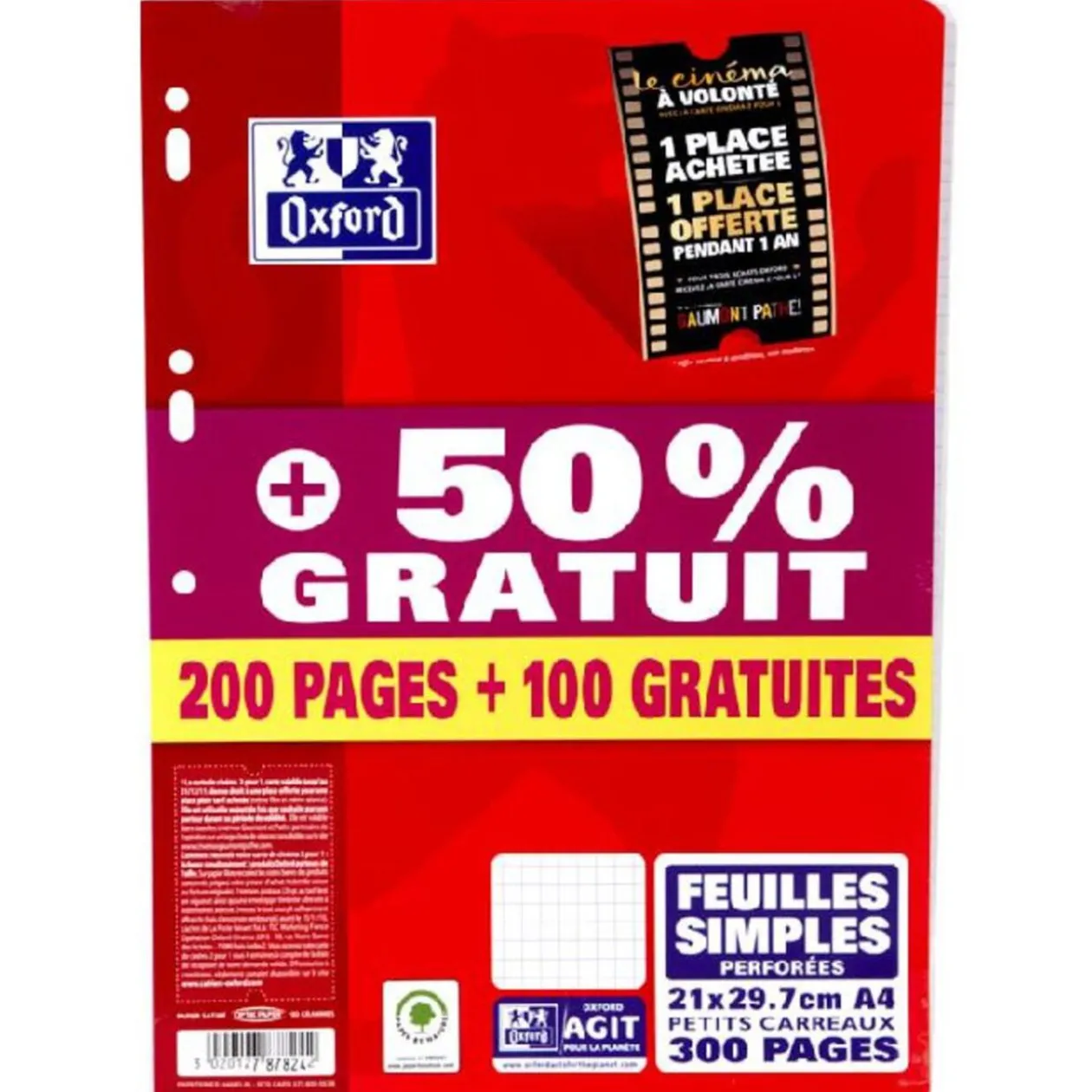 300 PAGES SIMPLES PERFOREES OXFORD