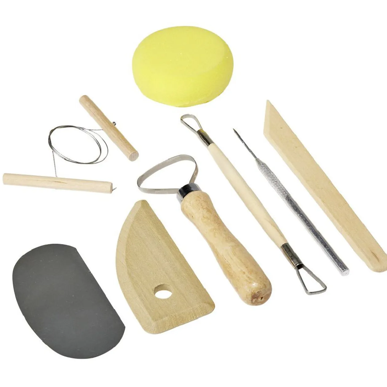 Accessoire pour poterie en bois et métal 8 pièces