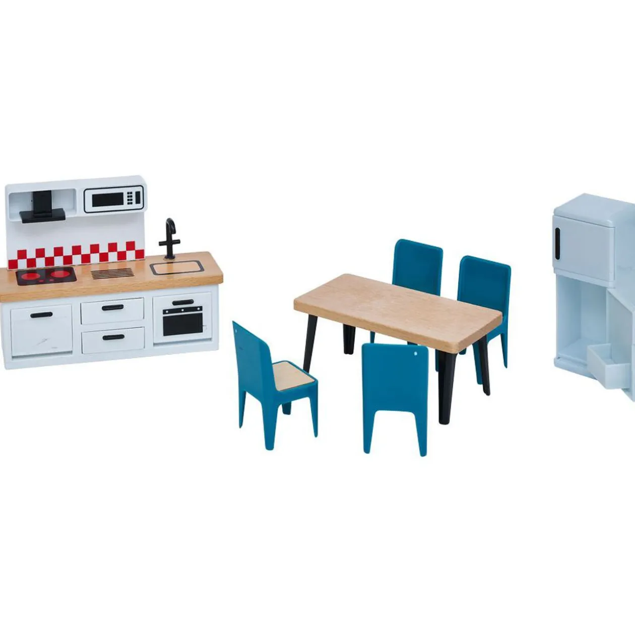 Accessoires cuisine maison de poupée en bois x7