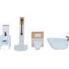 Accessoires salle de bain maison de poupée en bois x4