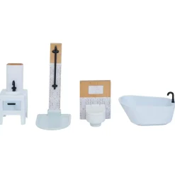 Accessoires salle de bain maison de poupée en bois x4