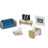 Accessoires salon maison de poupée bois x6