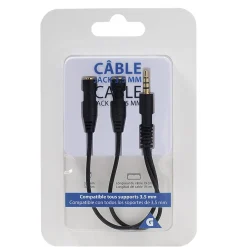 Adaptateur jack mâle double sorties jack 3,5 mm Femelle