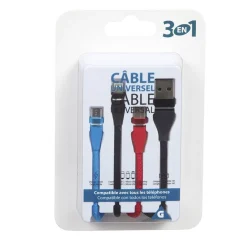 Adaptateur USB 3 en 1 USB-C - micro USB - Lightning