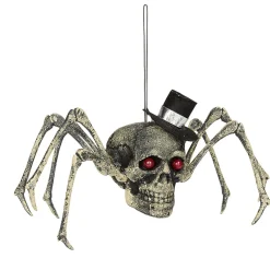 Araignée à suspendre Halloween avec tête de mort