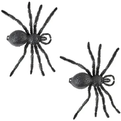 Araignée noire décoration Halloween x2