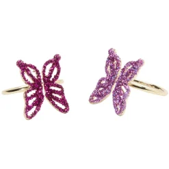 Bague métal papillon x2