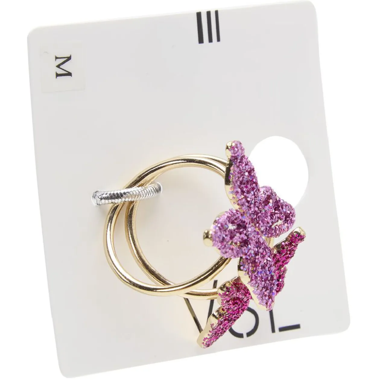 Bague métal papillon x2