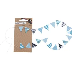 Banderole de mini fanions décor bleu L50 cm