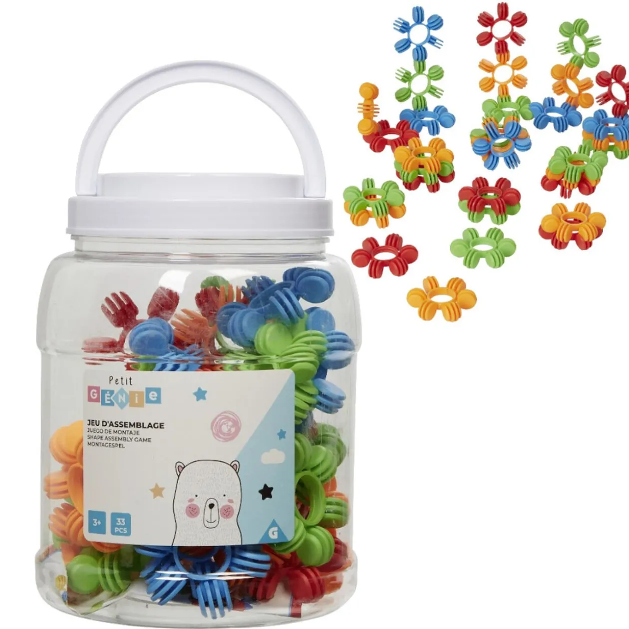 Baril créatif blocs de construction forme fleur 30 pièces