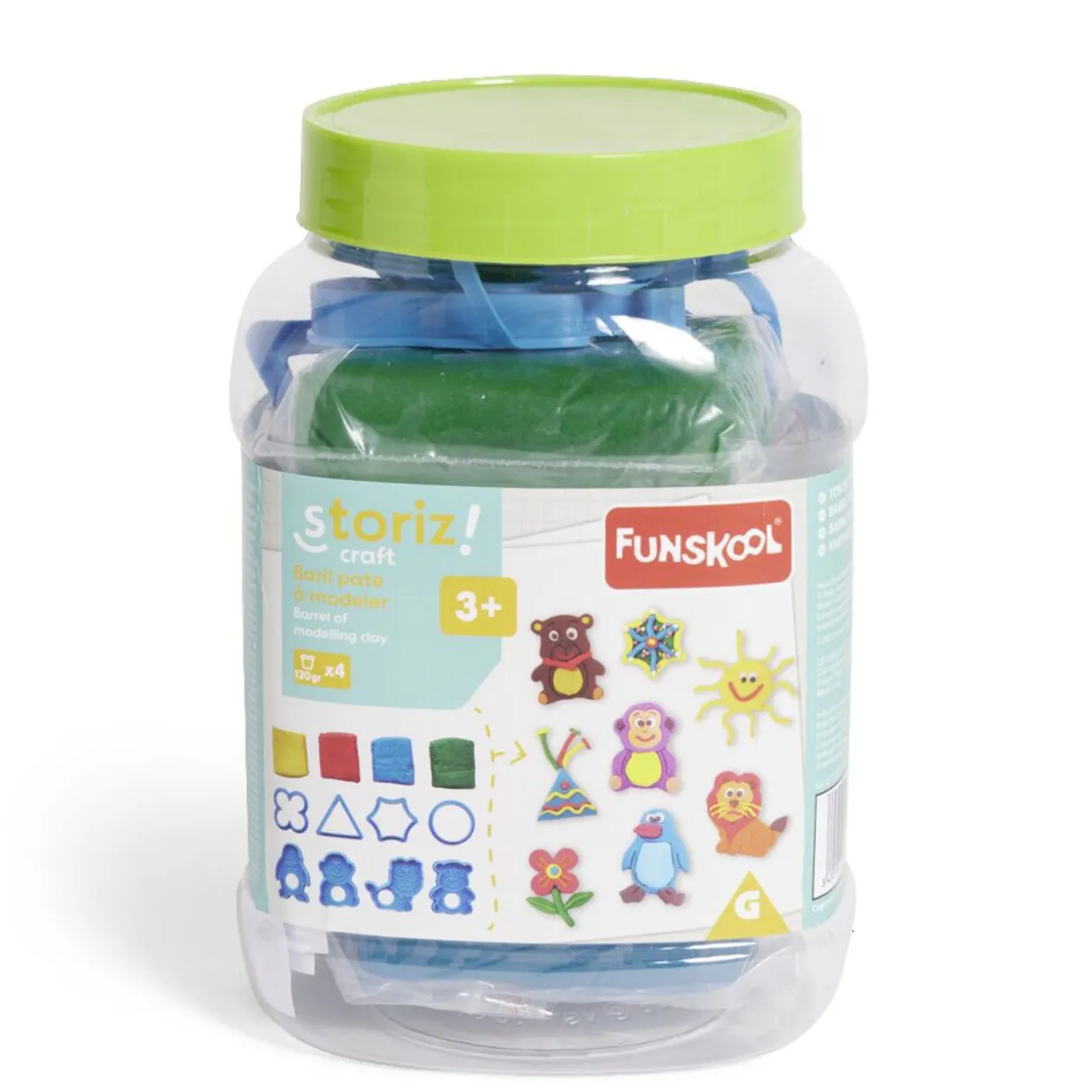 Baril de 4 pâtes à modeler 120g avec accessoires de moulage