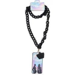 Bijou chaîne de téléphone maille en plastique noir L120cm