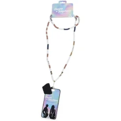Bijou chaîne de téléphone perles en plastique multicolore L120cm