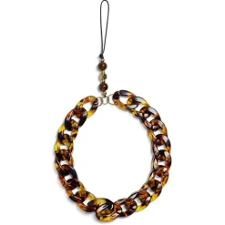 Bijou de téléphone maille plastique marron L17cm