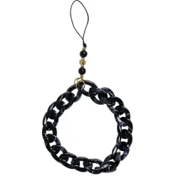 Bijou de téléphone maille plastique noir L17cm