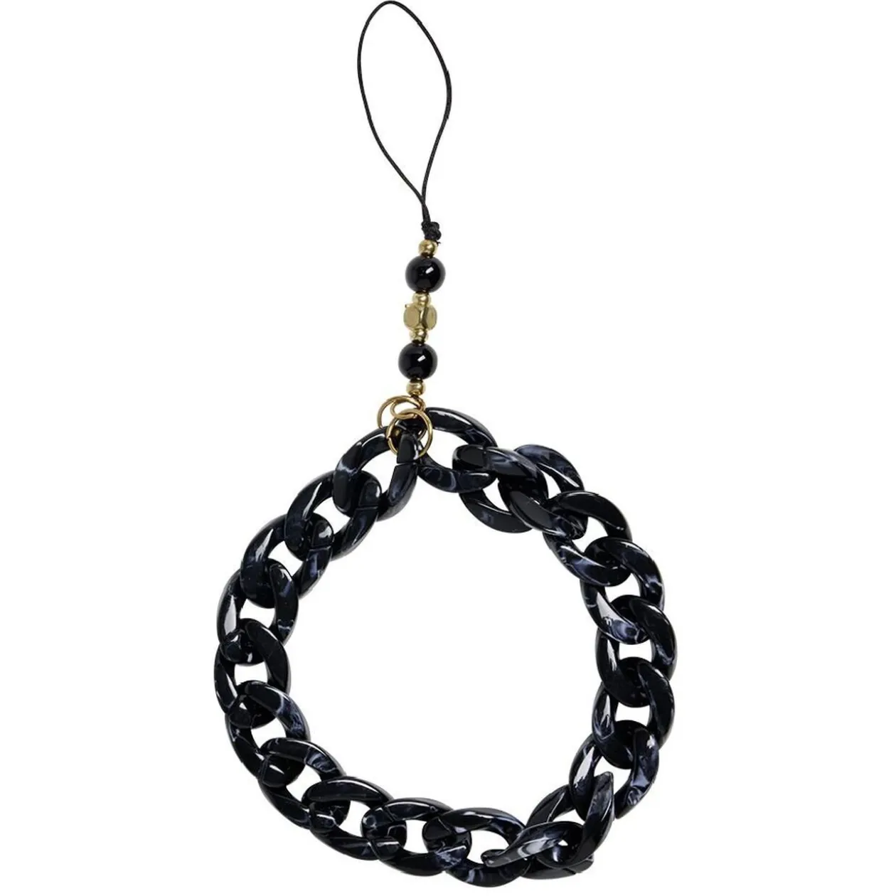 Bijou de téléphone maille plastique noir L17cm