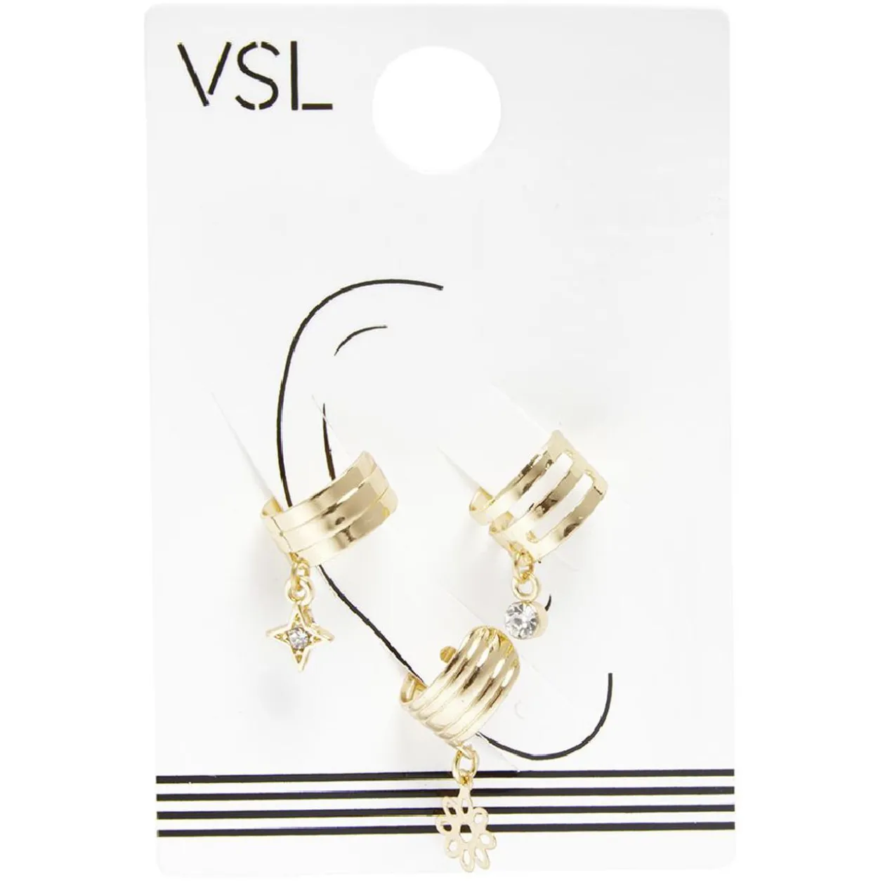 Bijou d'oreille anneau avec pendentif x3