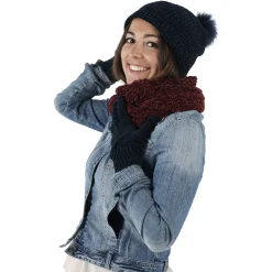 Bonnet chenille acrylique uni bleu 30x20.5x9