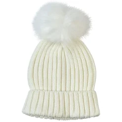 Bonnet en laine avec pompon blanc
