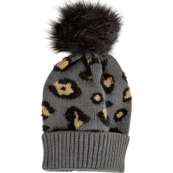 Bonnet Leopard Pompon en Acrylique