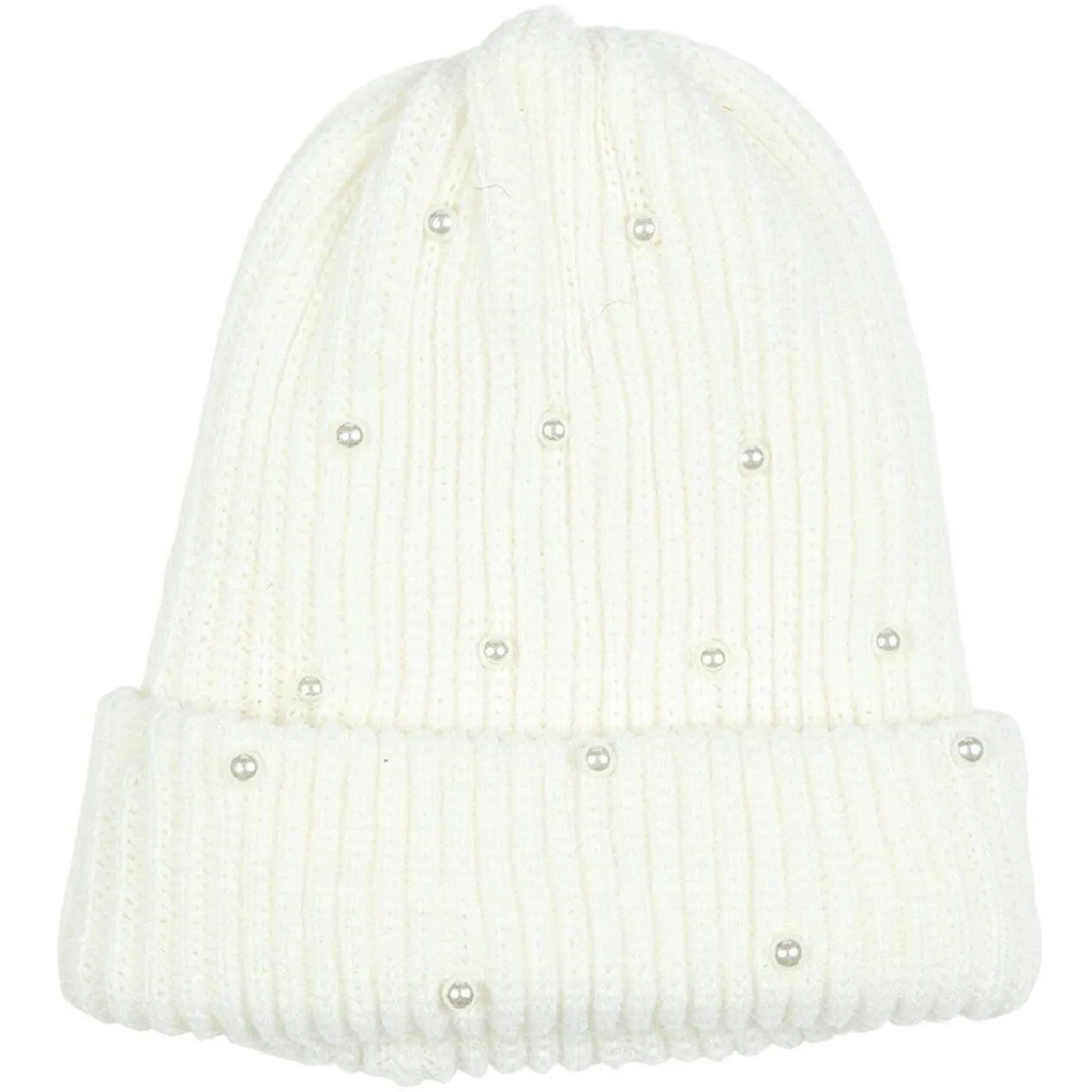 Bonnet perle beige en acrylique