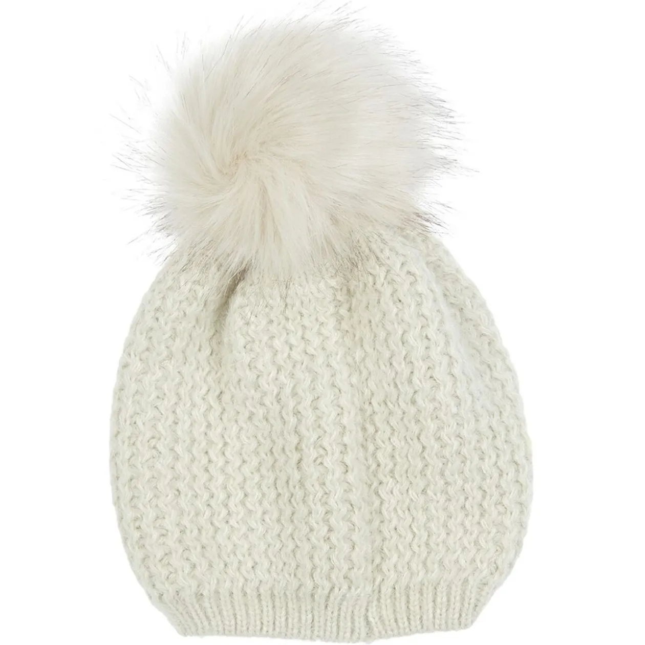 Bonnet pompon beige en acrylique