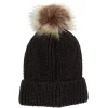 Bonnet pompon noir en acrylique