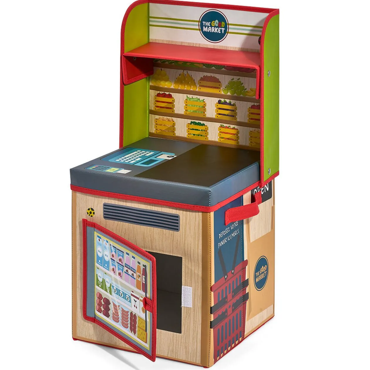 Boîte de rangement 2en1 comptoir de marchand pour enfant