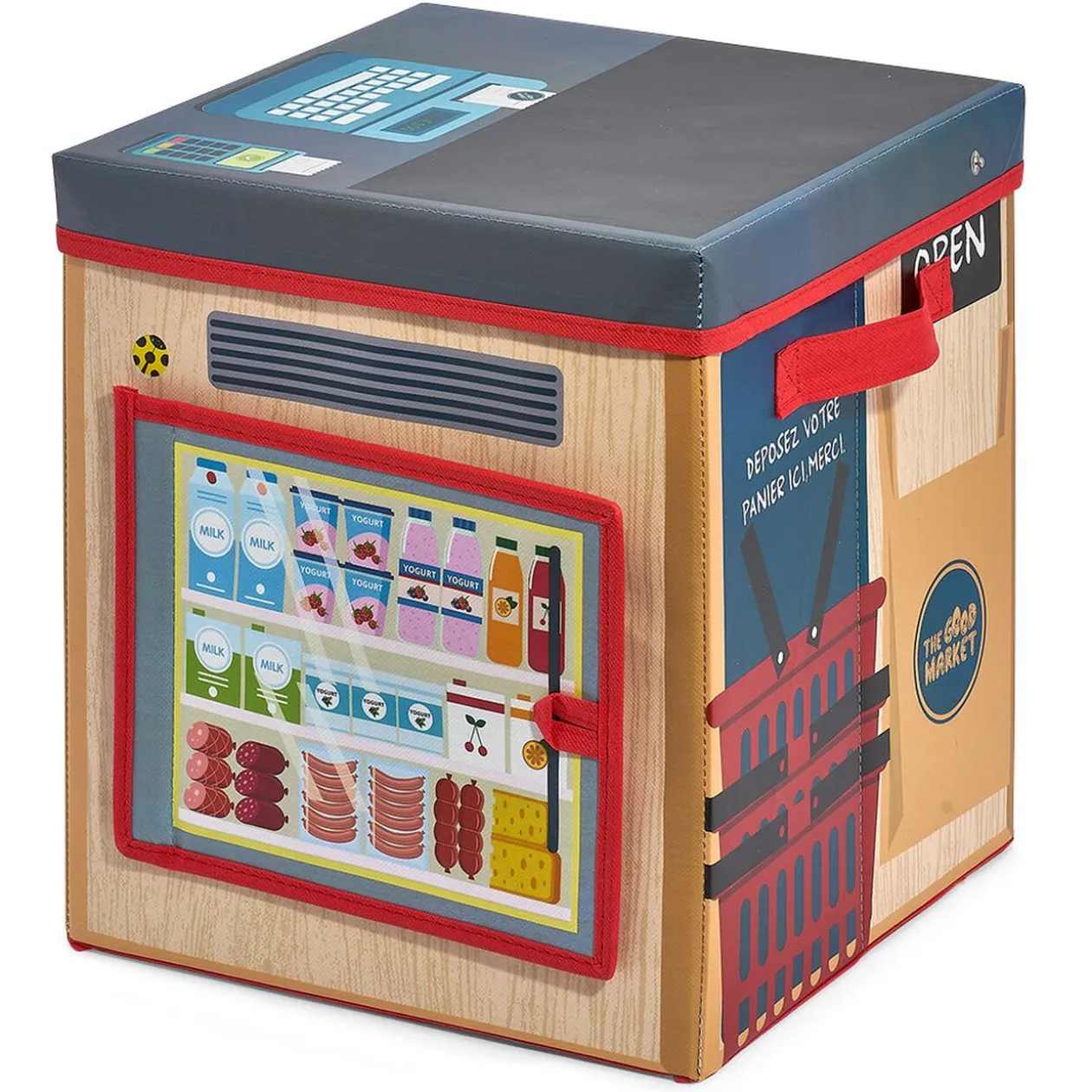 Boîte de rangement 2en1 comptoir de marchand pour enfant