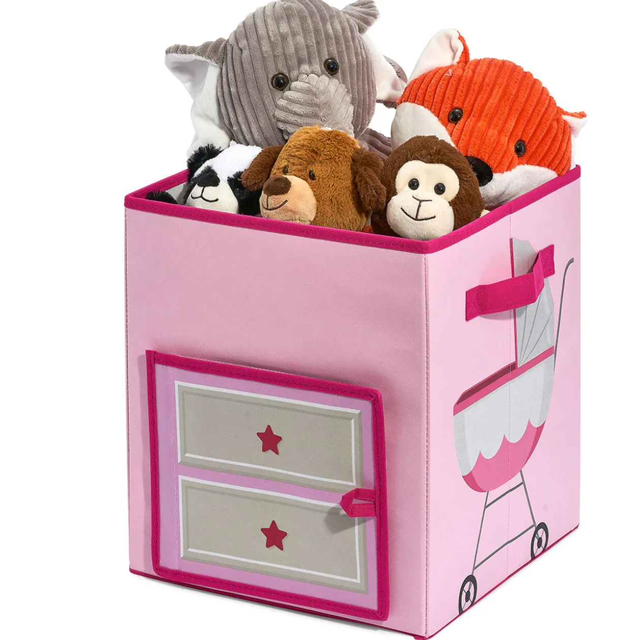 Boîte de rangement 2en1 table à langer rose pour enfant