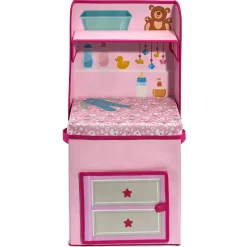 Boîte de rangement 2en1 table à langer rose pour enfant