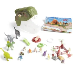 Boîte de rangement tête de dinosaure avec figurines