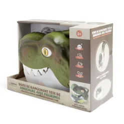 Boîte de rangement tête de dinosaure avec figurines