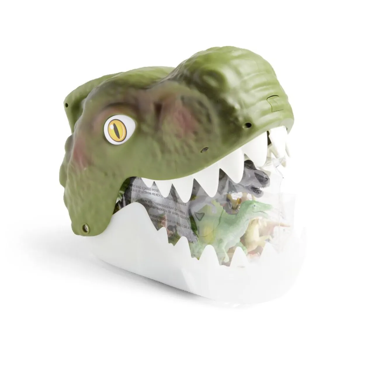 Boîte de rangement tête de dinosaure avec figurines