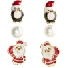 Boucle d'oreille Noël x3 perle - pingouin - Père Noël
