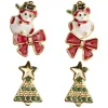 Boucle d'oreille Noël x3 sapin - noeud papillon - bonhomme de neige