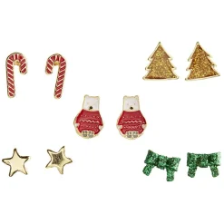 Boucle d'oreille Noël x5 sapin - étoile - noeud - ours - sucre d'orge