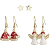 Boucle d'oreille x3 bonnet de Noël - ange - étoile