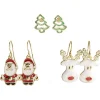 Boucle d'oreille x3 sapin - renne - Père Noël