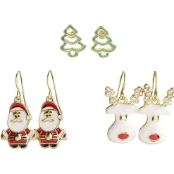 Boucle d'oreille x3 sapin - renne - Père Noël