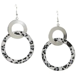 Boucles d'oreilles Créoles double décor léopard