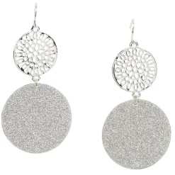 Boucles d'oreilles double disque filigrane pailleté