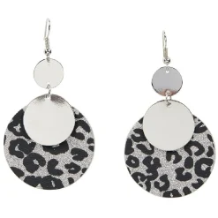 Boucles d'oreilles double disque léopard pailleté