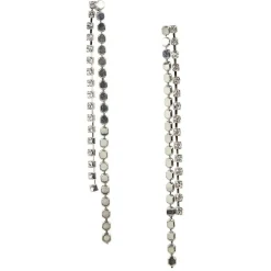Boucles d'oreilles pendante strass gris argenté