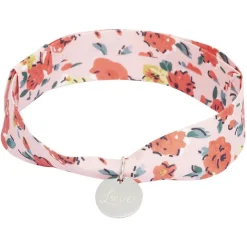 Bracelet ajustable en tissu motif floral avec pendentif Love L19cm