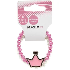 Bracelet blanc et rose x2
