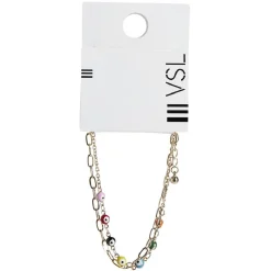 Bracelet chaîne 2 rangs avec perles motif oeil multicolore