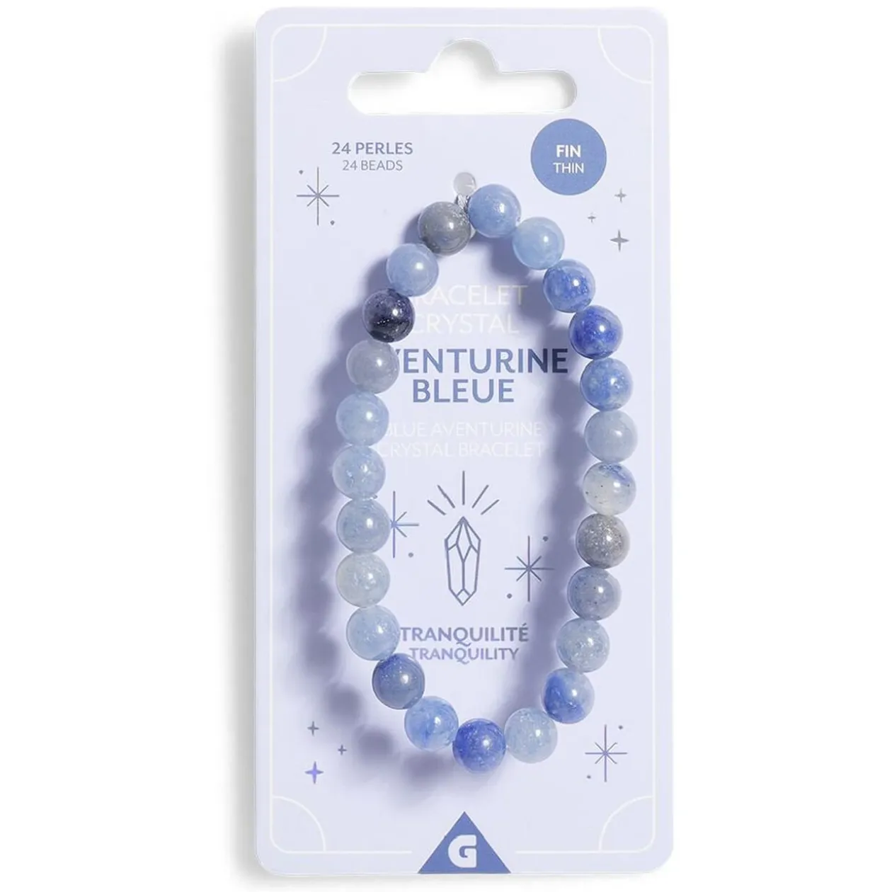 Bracelet crystal fin 24 perles aventurine bleu - Tranquilité